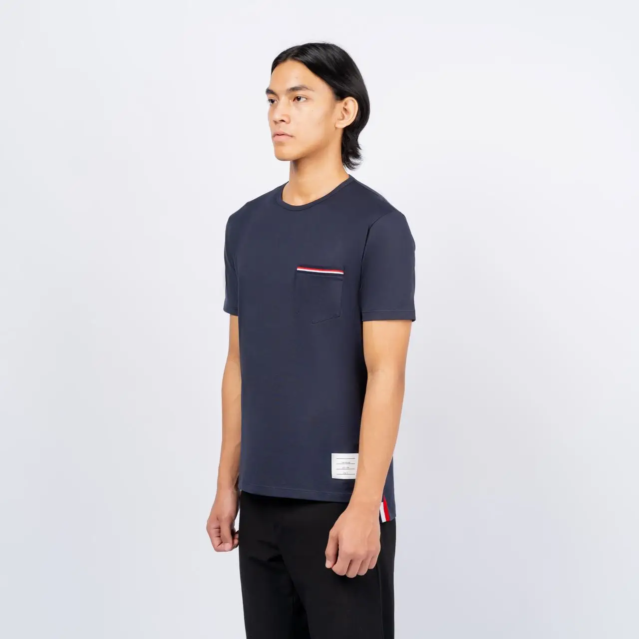 Thom Browne Medium Weight Jersey Pocket T-Shirt Navy – voilà.id
