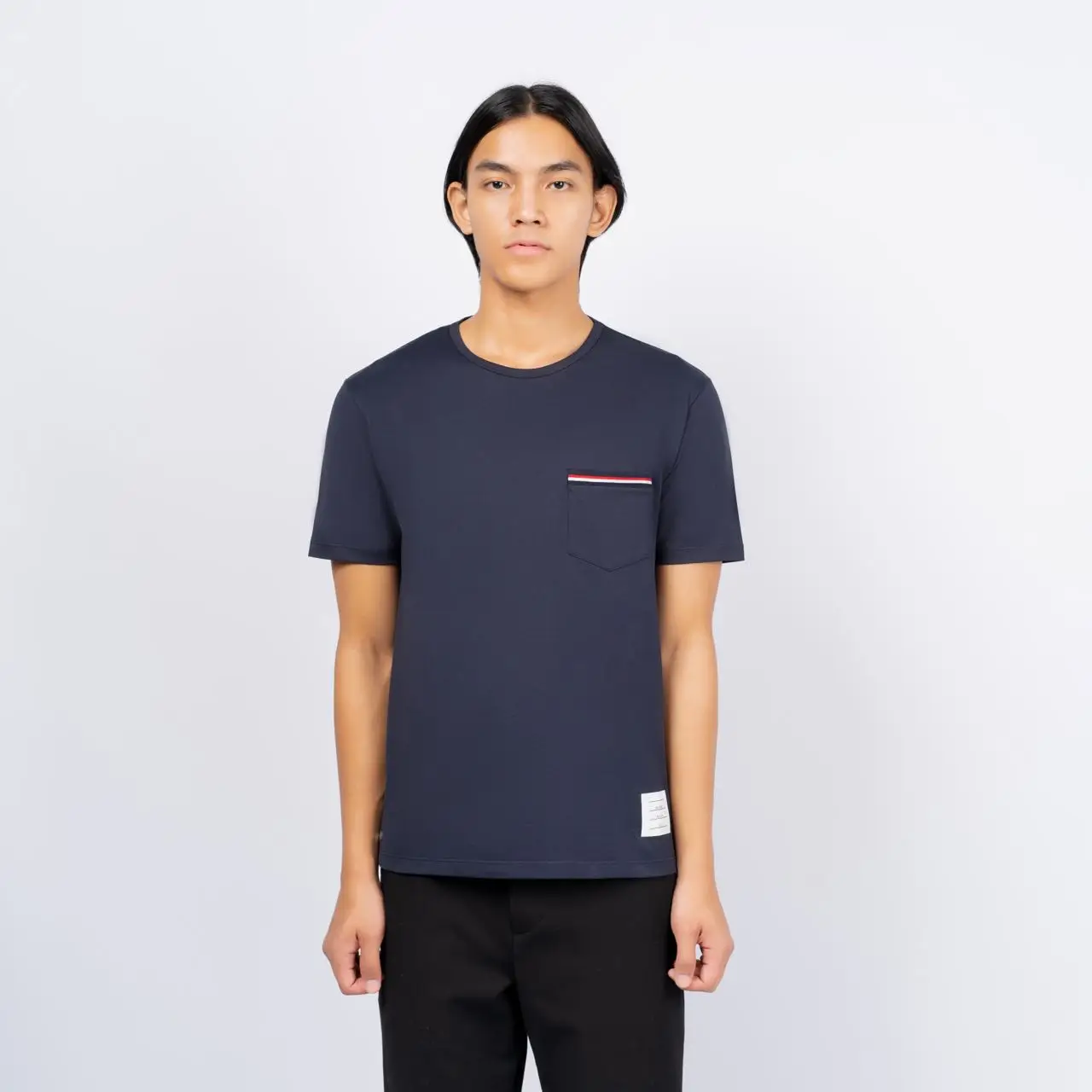 Thom Browne Medium Weight Jersey Pocket T-Shirt Navy – voilà.id