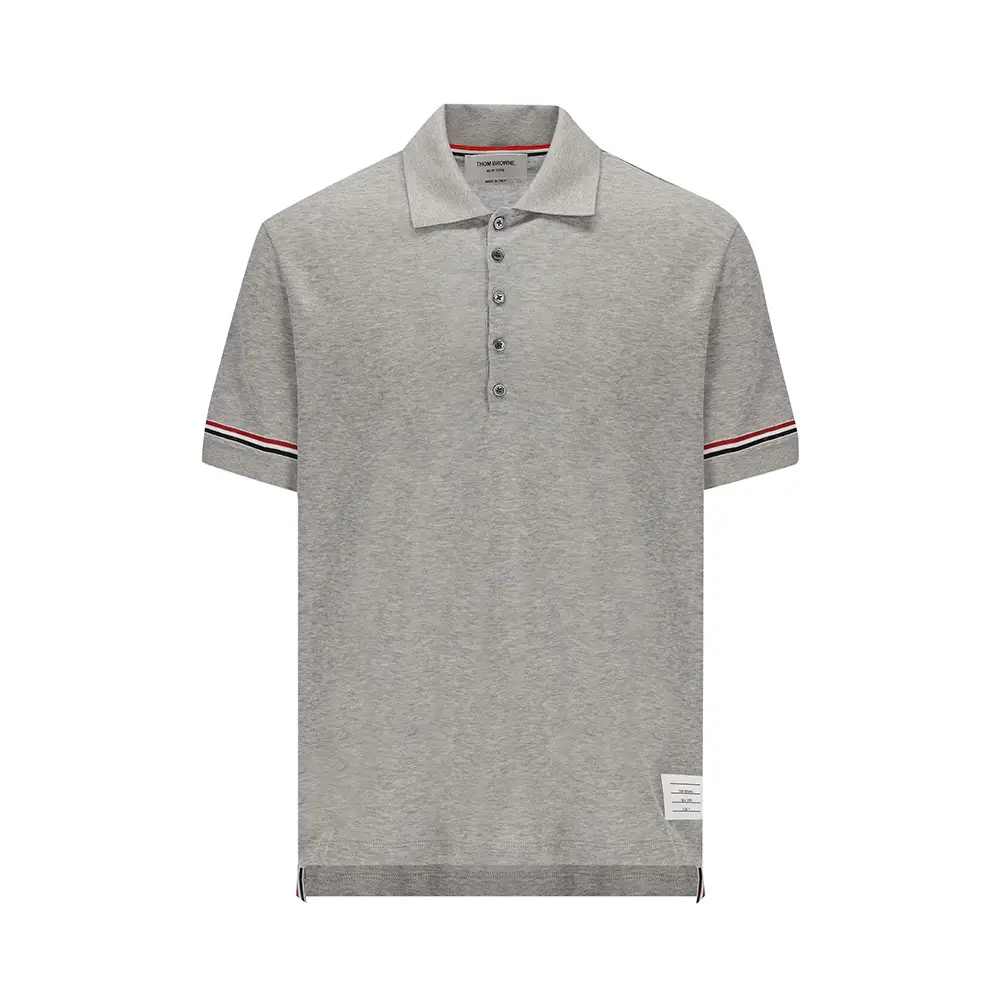 Tシャツ・カットソー THOM BROWNE FW24 4BAR SHIRT (MJS117A 06769415) Thom Browne RWB Stripe at Front Left Polo Shirt Medium Grey