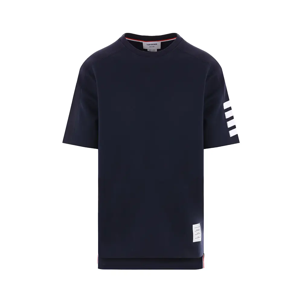 Thom Browne 4-Bar Stripe Sleeve T-Shirt Navy – voilà.id