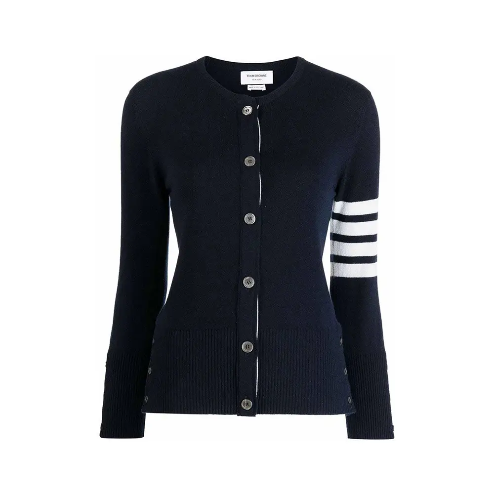 Thom Browne 4-Bar Stripe Classic Cashmere Cardigan Navy – voilà.id