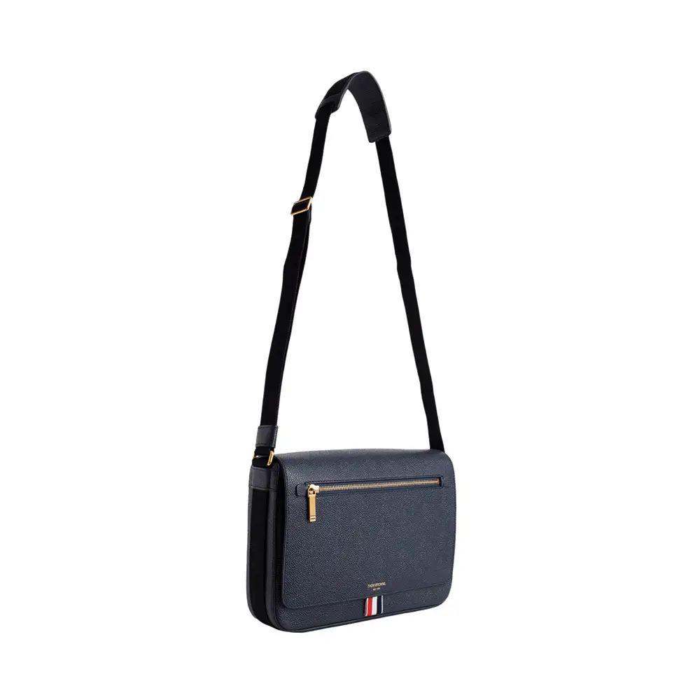 Thom Browne Single Zipper Slider Pebble Grained Leather
