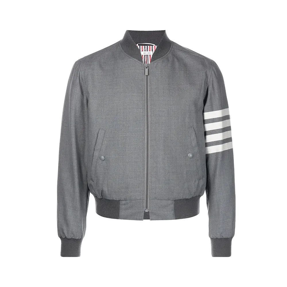 THOM BROWNE ジャケット グレー系 Made In Italy 平織り 4BAR シャツ ジャケット | Thom Browne