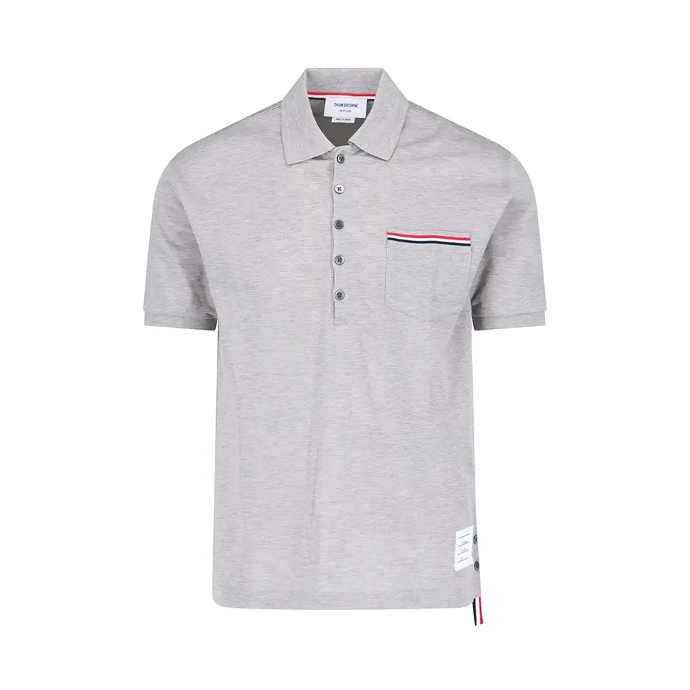 Thom Browne Tricolour-Stripe Cotton-Piqué Polo Shirt Light Thom Browne Tricolour-Stripe Cotton-Piqué Polo Shirt Light