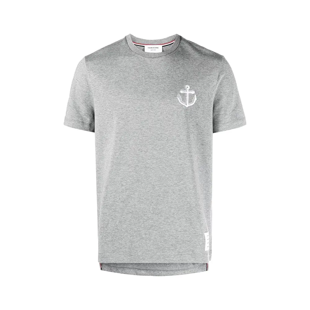 Tシャツ・カットソー THOM BROWNE Logo t-shirt Thom Browne - Logo-Appliquéd Striped Pointelle-Knit Cotton T
