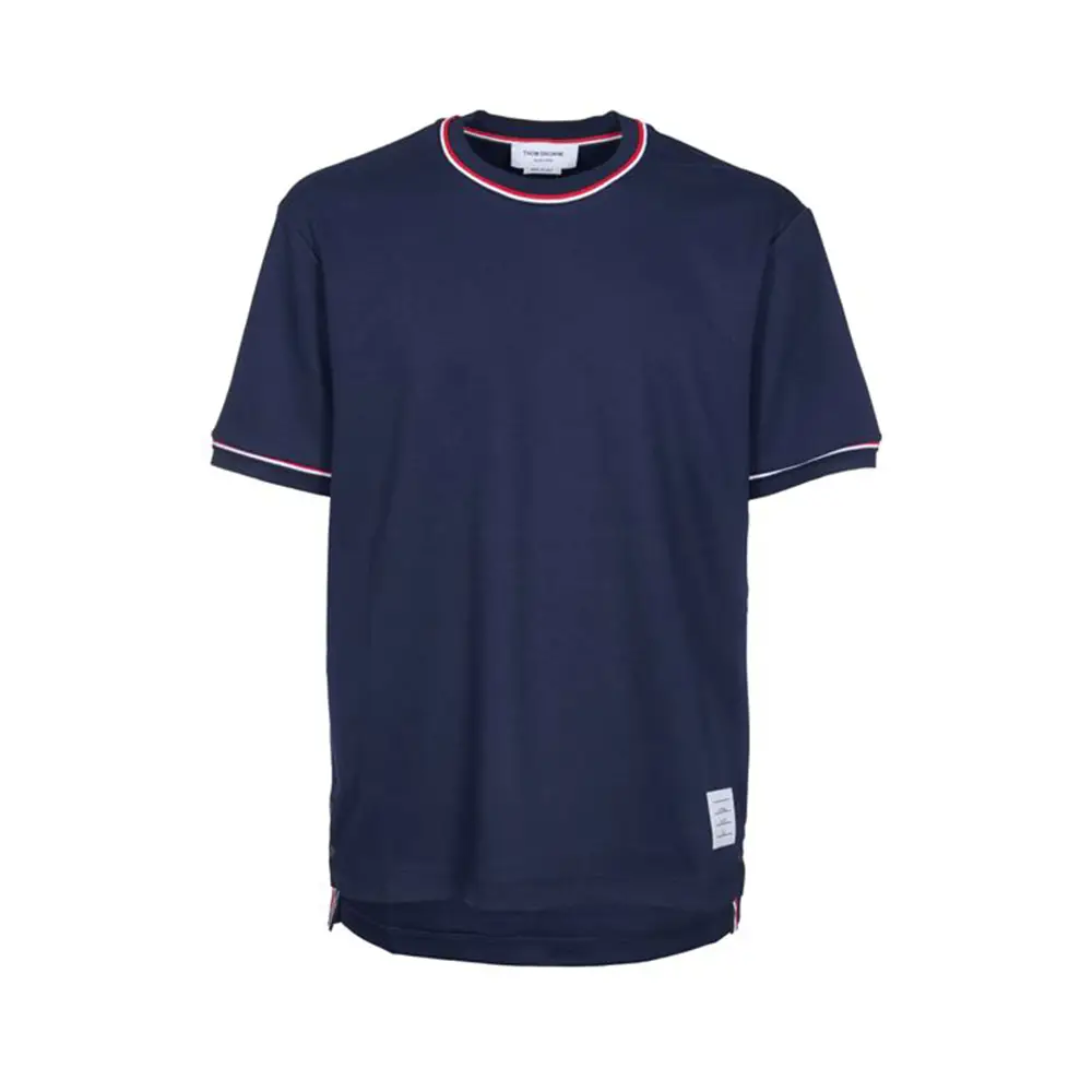 Thom Browne RWB Stripe Cotton Milano Short Sleeves Mock Neck