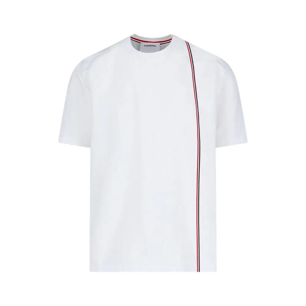 Thom Browne RWB Stripe at Front Left T-Shirt Grey – voilà.id