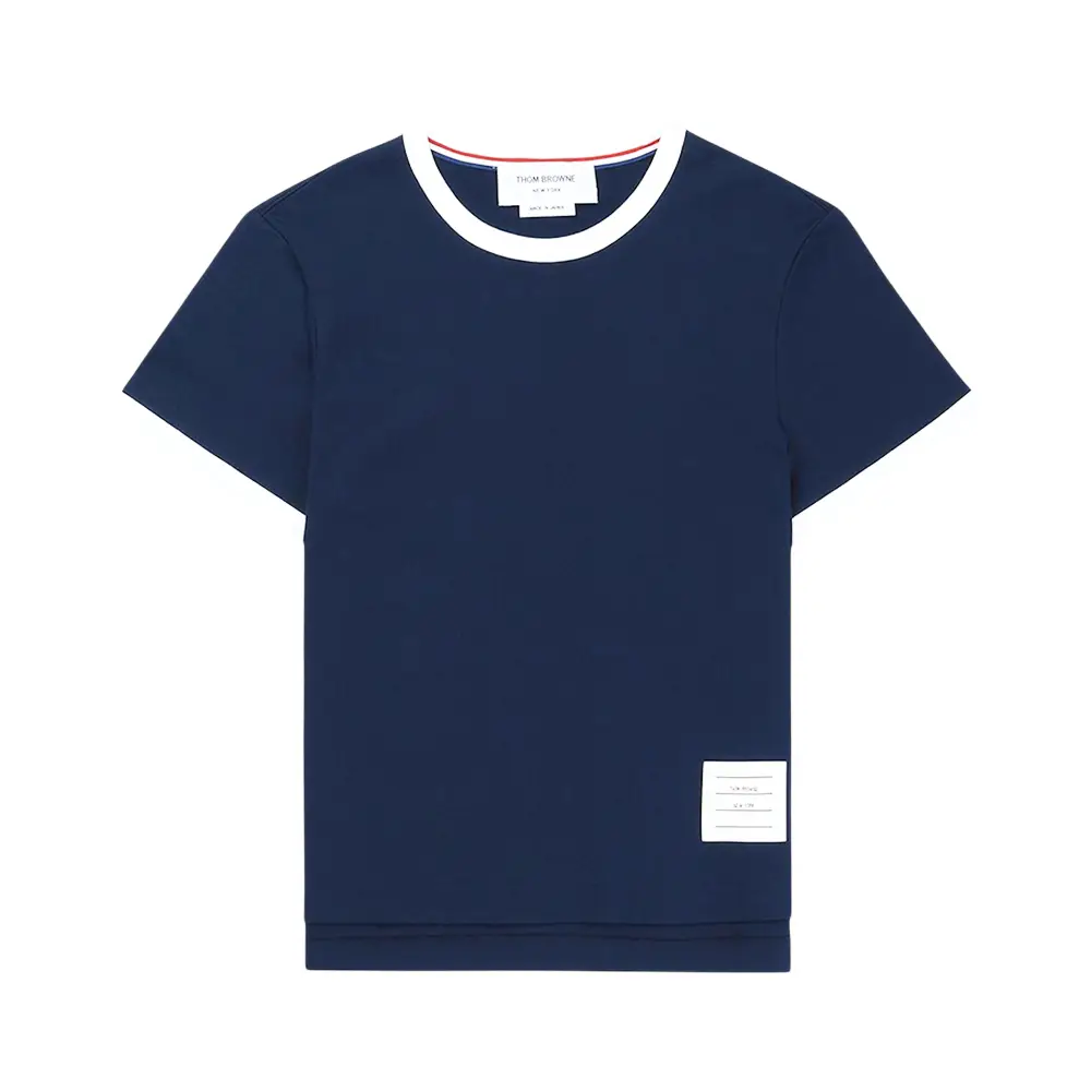 Thom Browne Medium Weight Jersey Ringer T-Shirt Navy – voilà.id