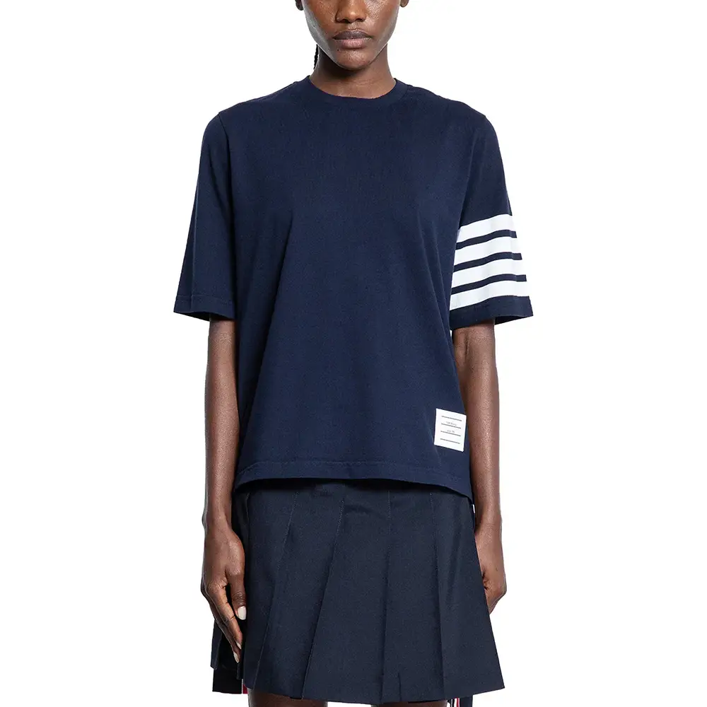 Thom Browne Jersey 4 Bar Short Sleeve T-Shirt Navy – voilà.id