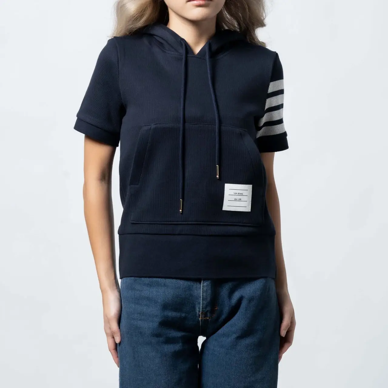 Tシャツ・カットソー THOM BROWNE Women Hoodies FJT002A 00535415 Blue Classic Loopback 4 Bar Sweatshirt | Thom Browne