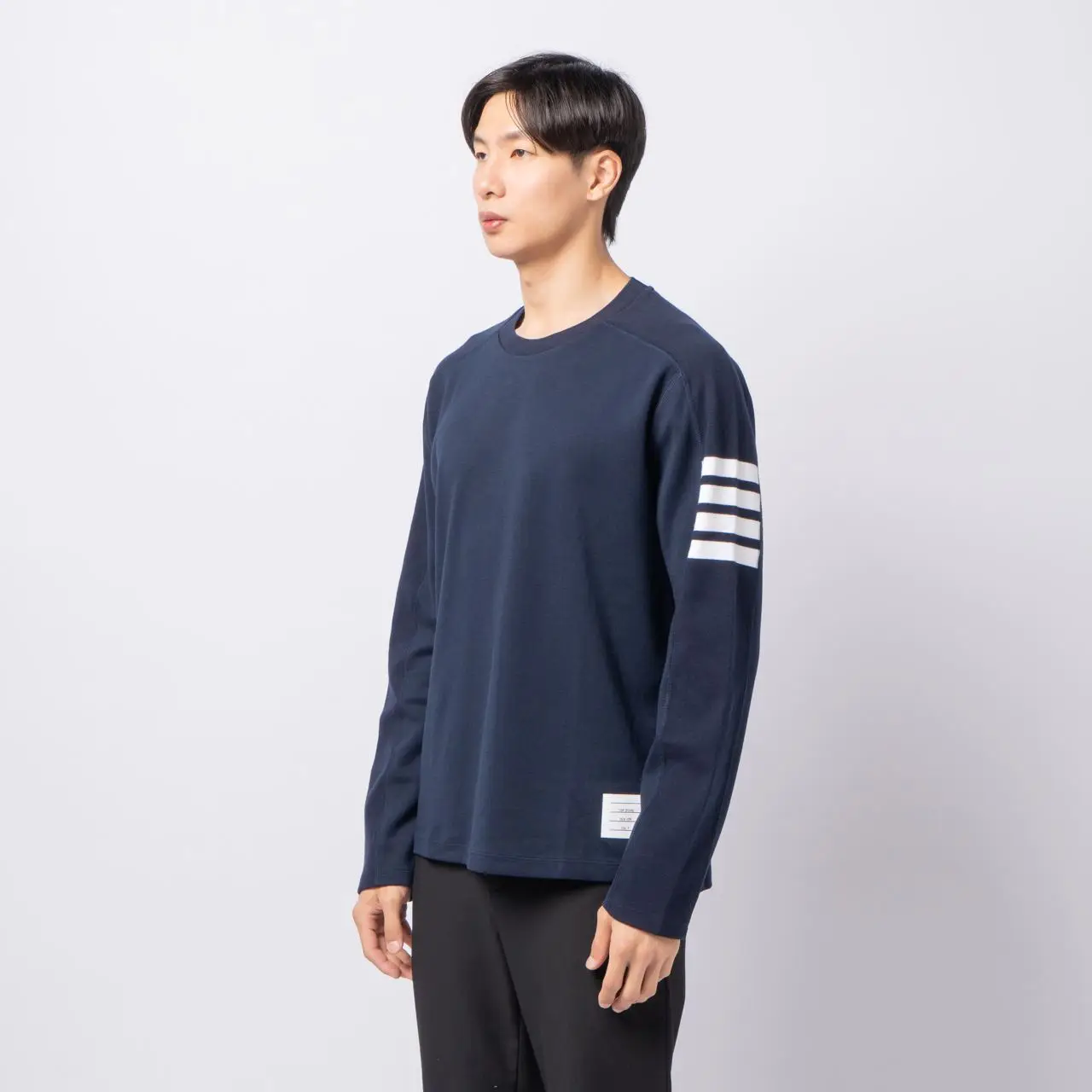 ★THOM BROWNE★ Oversized 34 Sleeve Milano Lip T-Shirt Navy Thom Browne Navy Cotton T-shirt | italist