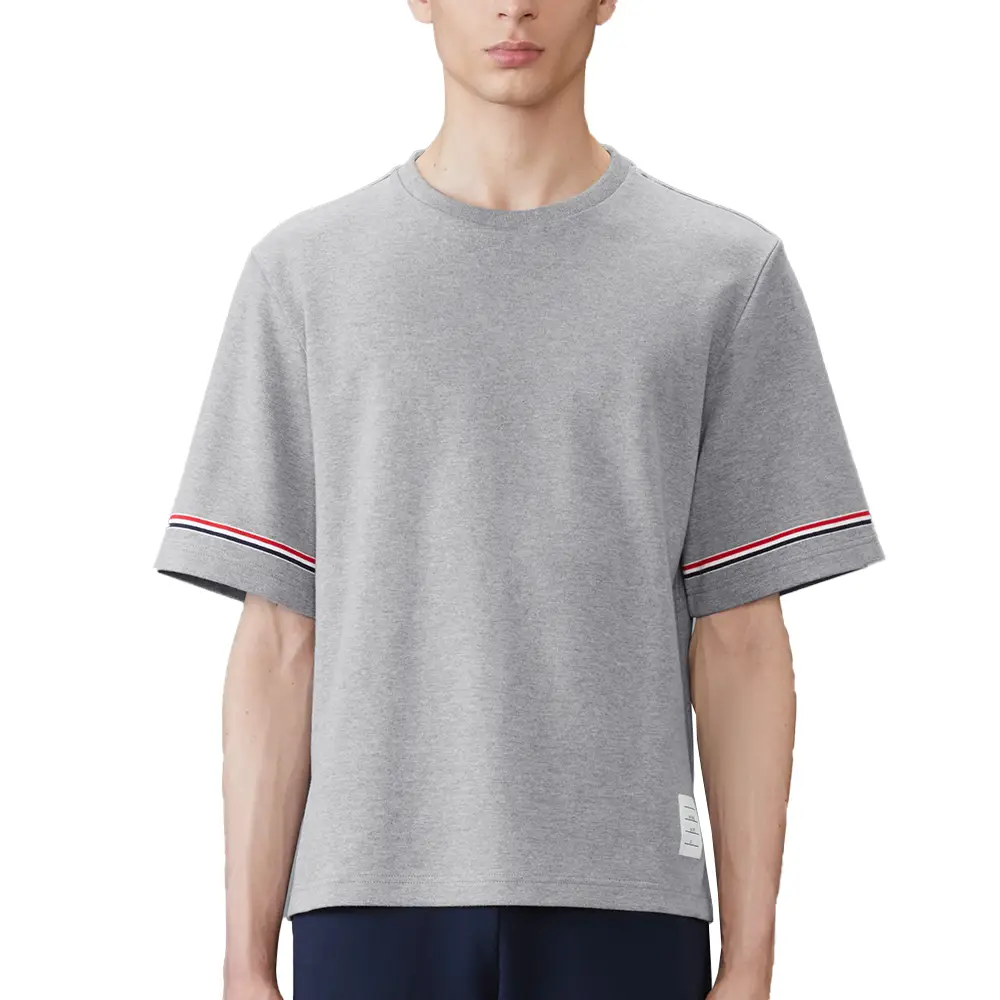 Thom Browne RWB Cotton Rugby Short Sleeve T-Shirt Grey