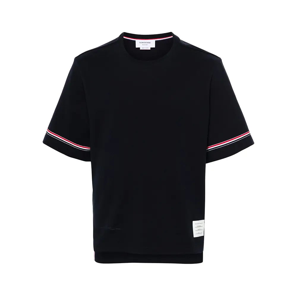 Thom Browne RWB Cotton Rugby Short Sleeve T-Shirt Navy
