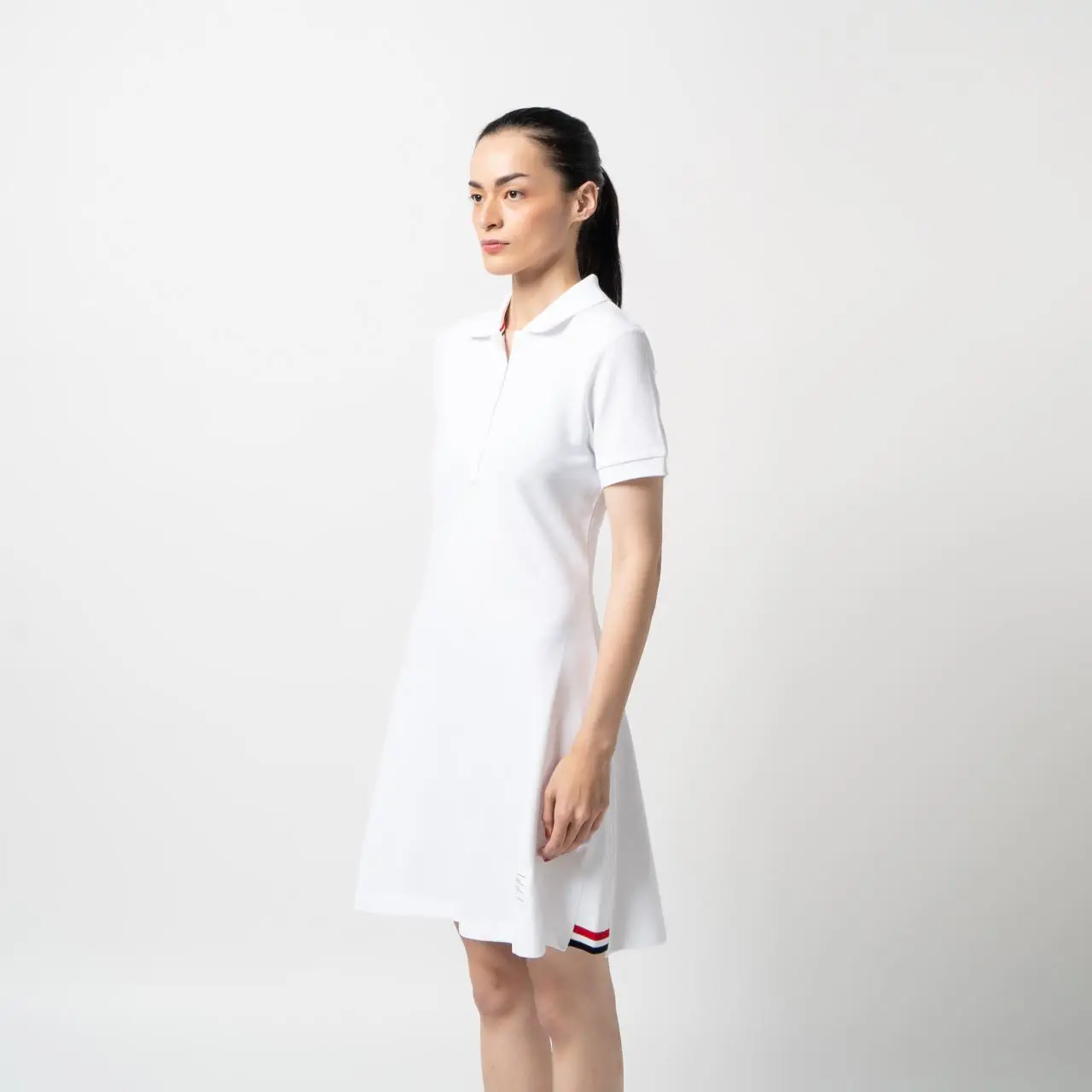 ★THOM BROWNE★ Pique Lip Gusset Tennis Dress Light Grey FJD Thom Browne Pique Rib Gusset Tennis Dress | REVERSIBLE