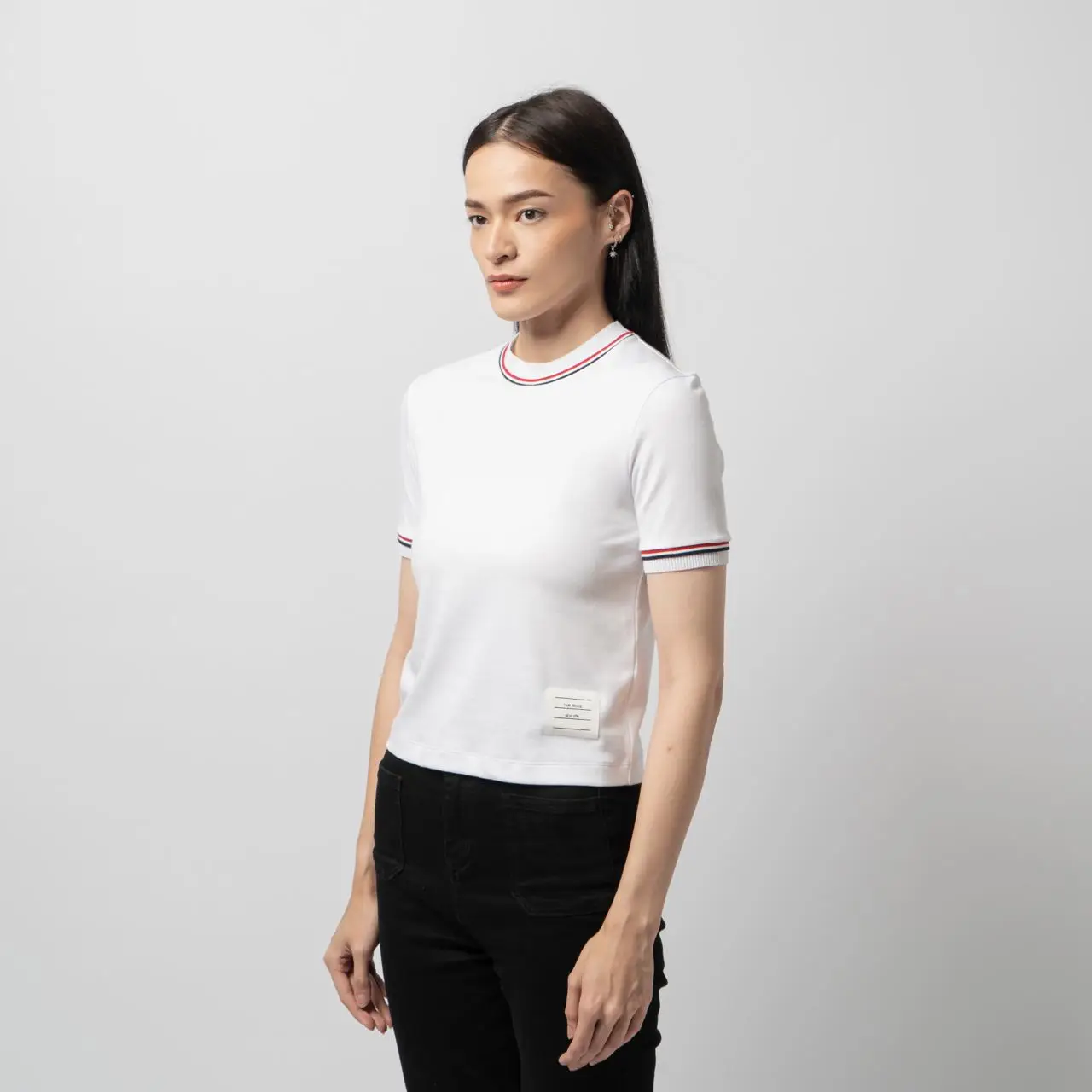 Tシャツ・カットソー THOM BROWNE RWB COTTON T-SHIRT Thom Browne RWB Striped Trim Rugby Cotton T-Shirt | T-Shirts
