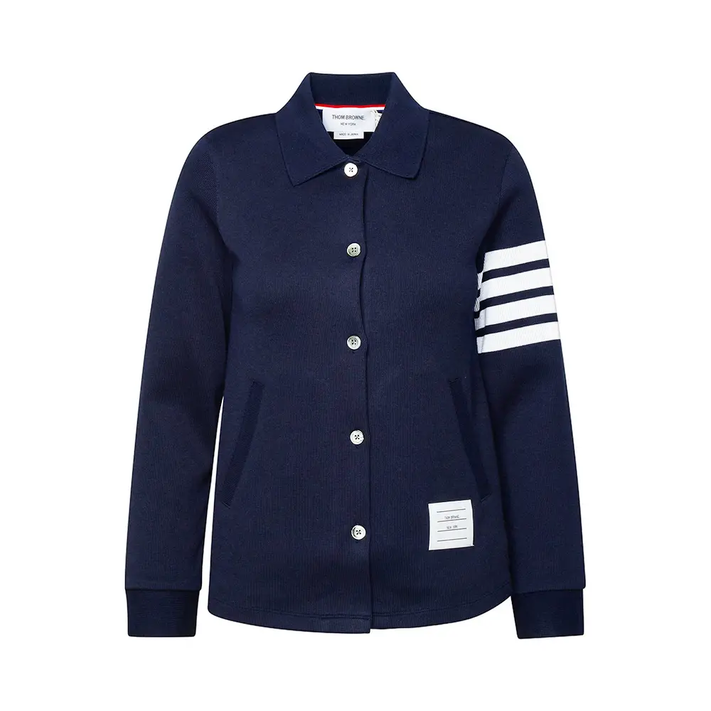 Thom Browne 4-Bar Double Face Knit A-Line Shirt Navy – voilà.id