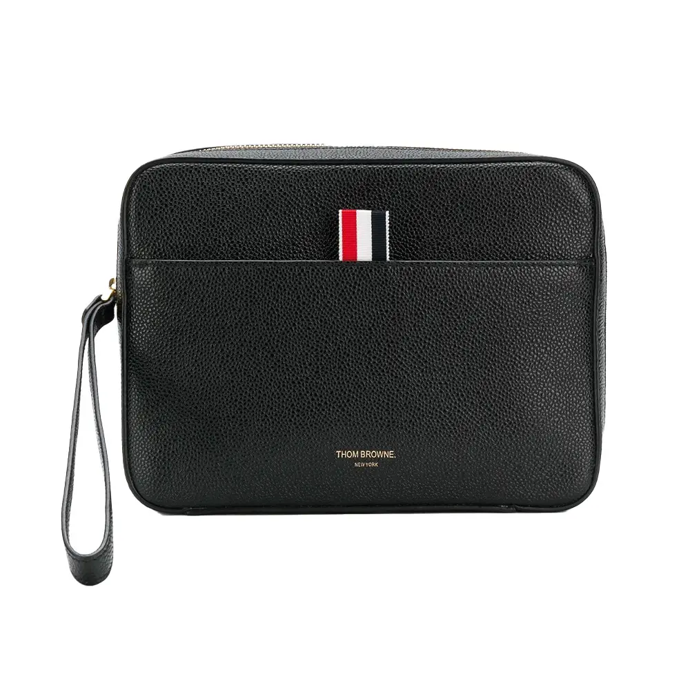 Thom Browne Textured Zip Pouch Bag Black – voilà.id