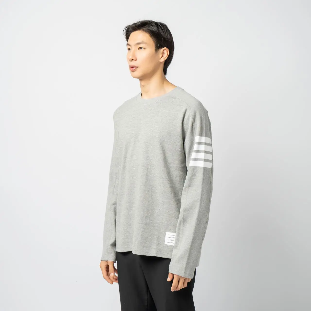 Thom Browne 4-Bar Stripes Cotton Long Sleeves T-Shirt Light