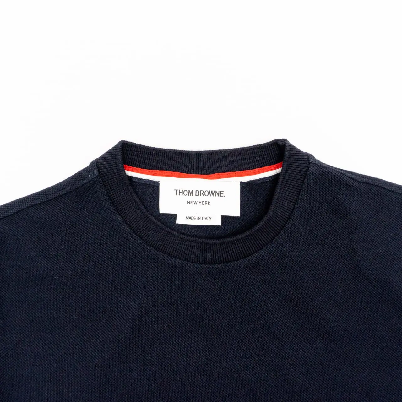 Thom Browne 4-Bar Classic Striped Short Sleeve T-Shirt Navy – voilà.id