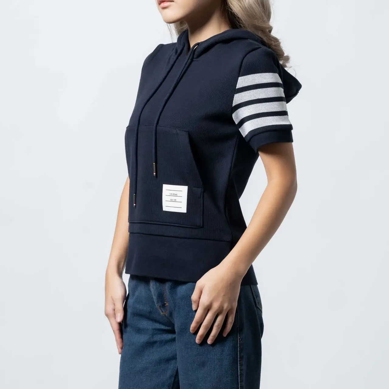Tシャツ・カットソー THOM BROWNE Women Hoodies FJT002A 00535415 Blue Classic Loopback 4 Bar Sweatshirt | Thom Browne