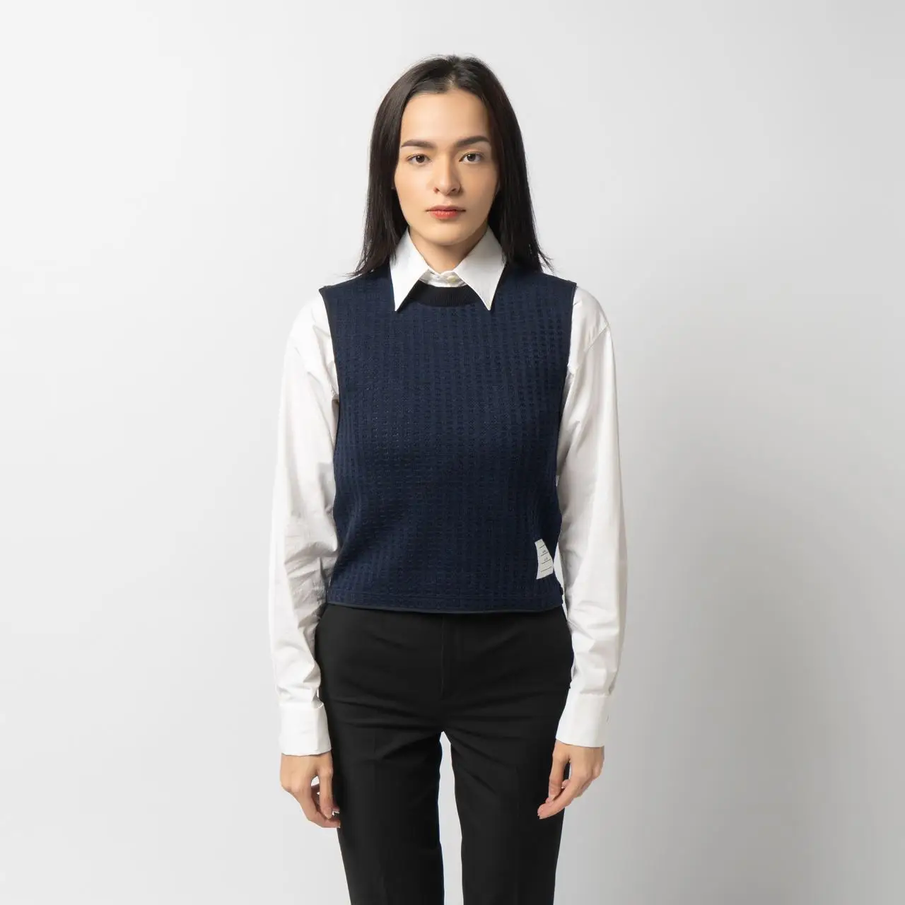 Thom Browne Logo Patch Jacquard Top Blue – voilà.id
