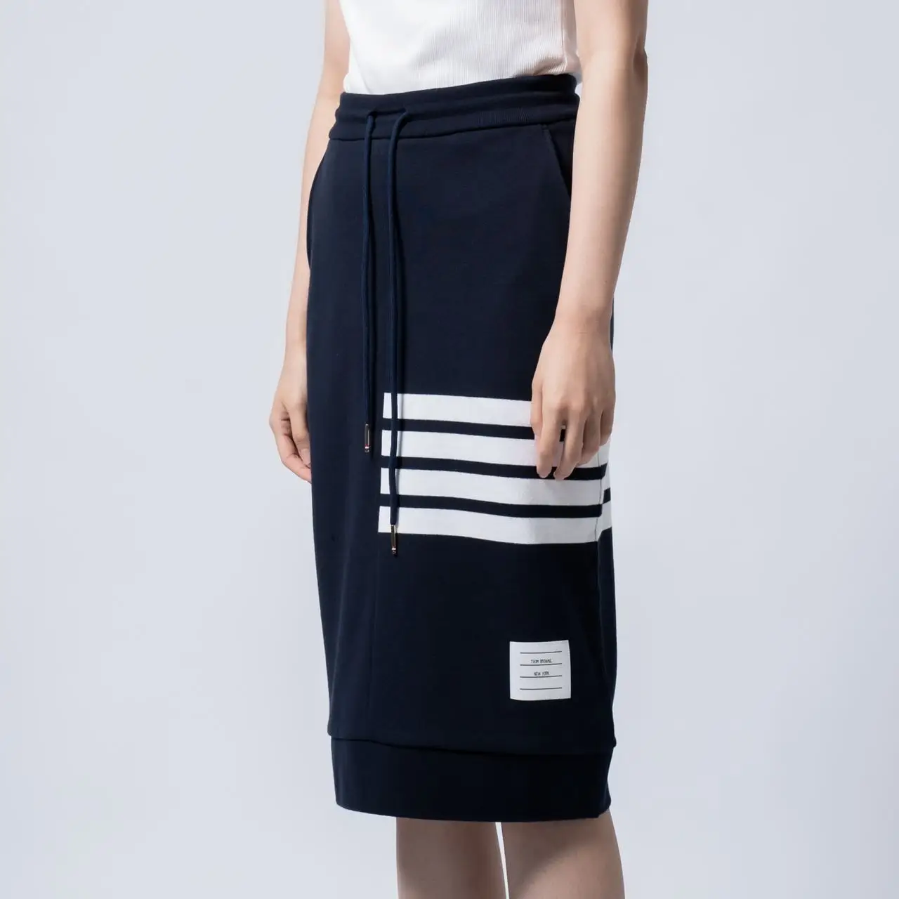 Thom Browne Straight Drawstring Skirt Navy Blue – voilà.id