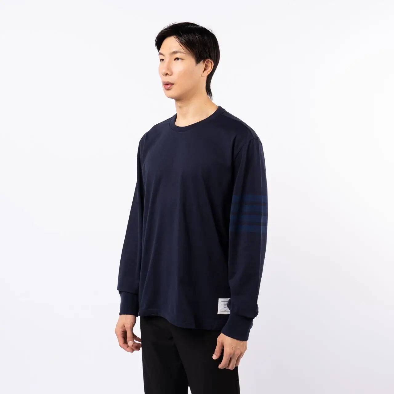 Thom Browne Tonal 4-Bar Longsleeves T-Shirt Navy – voilà.id
