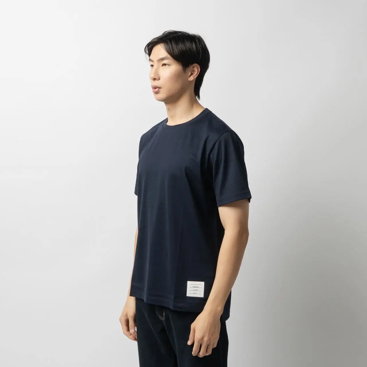 Thom Browne Jersey Side Slit Relaxed Fit T-Shirt Navy Medium