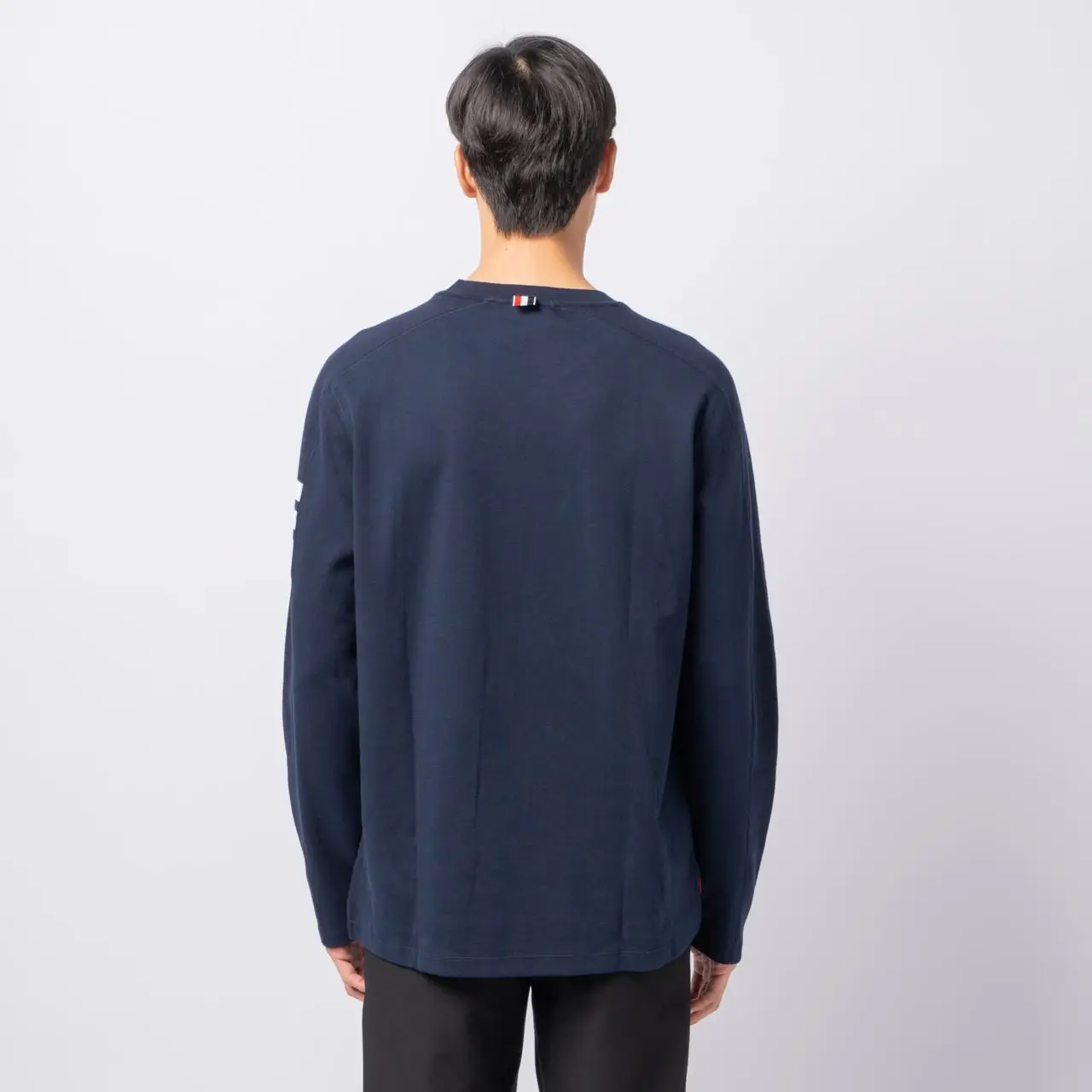 Thom Browne 4-Bar Stripes Cotton Long Sleeves T-Shirt Navy