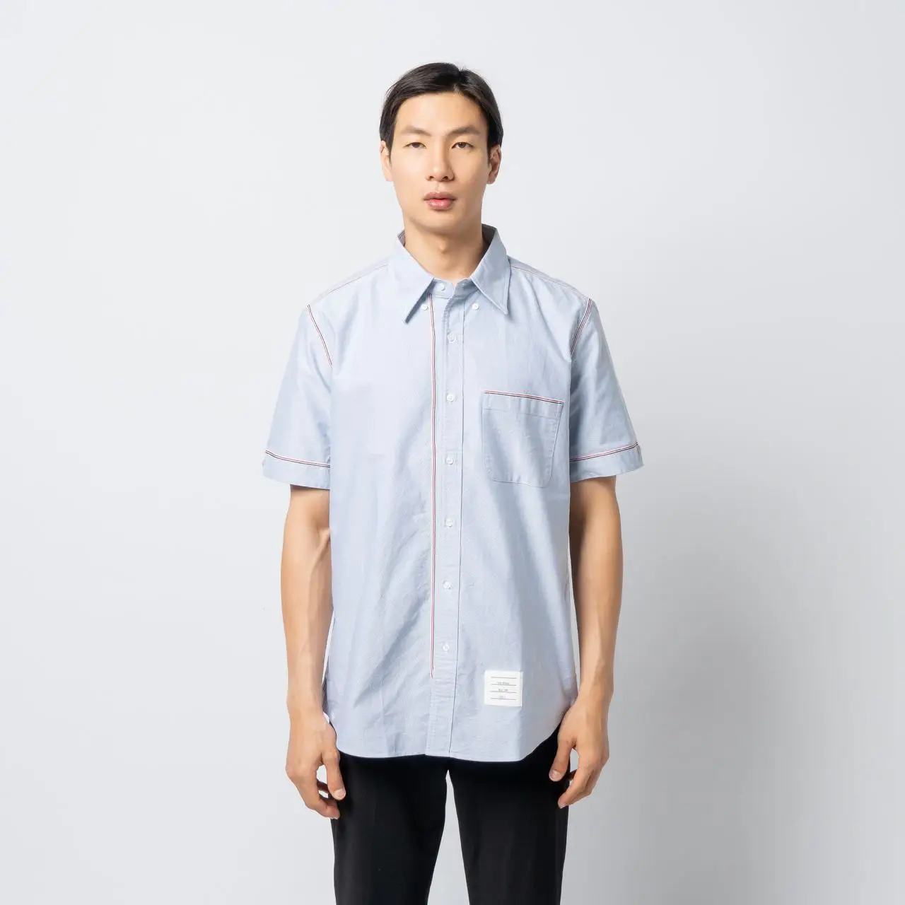 Thom Browne RWB Stripe Framing Trim Cotton Short Sleeve