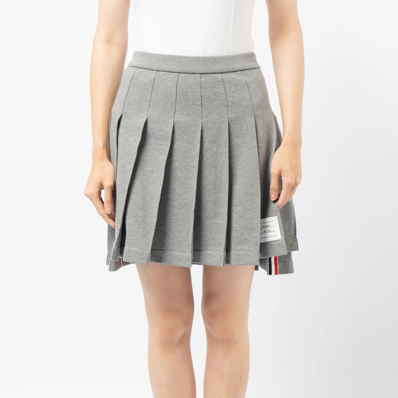 ミニスカート THOM BROWNE MINI BOX PLEAT SKIRT (FJK117A.J0144 960 RWBWHT) Thom Browne Mini Box Pleated Skirt FJK117A.J0144-960 RWBWHT