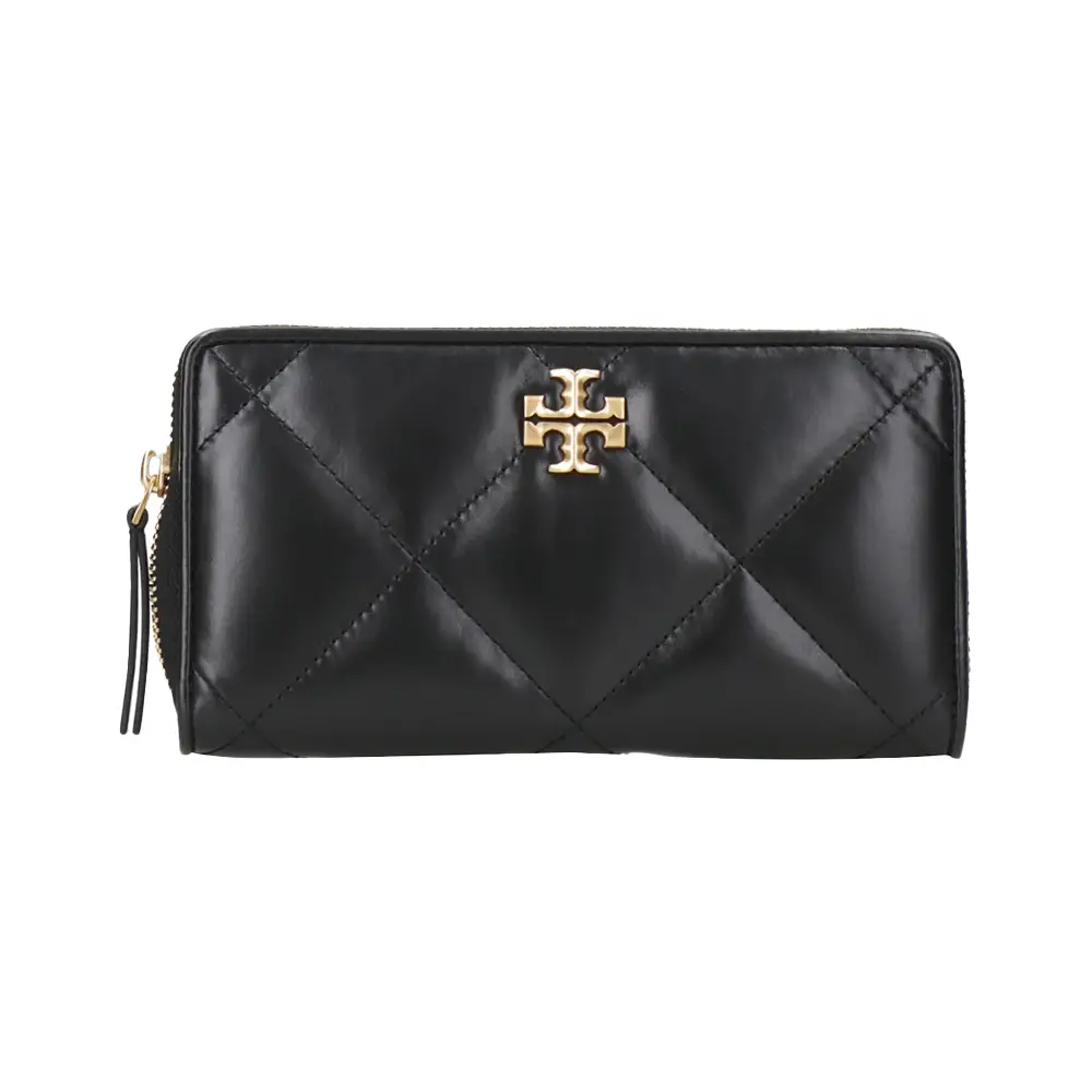 Tory Burch Kira Diamond Quilt Zip Continental Wallet Black