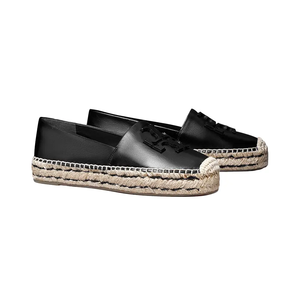 Black leather platform espadrilles 2025