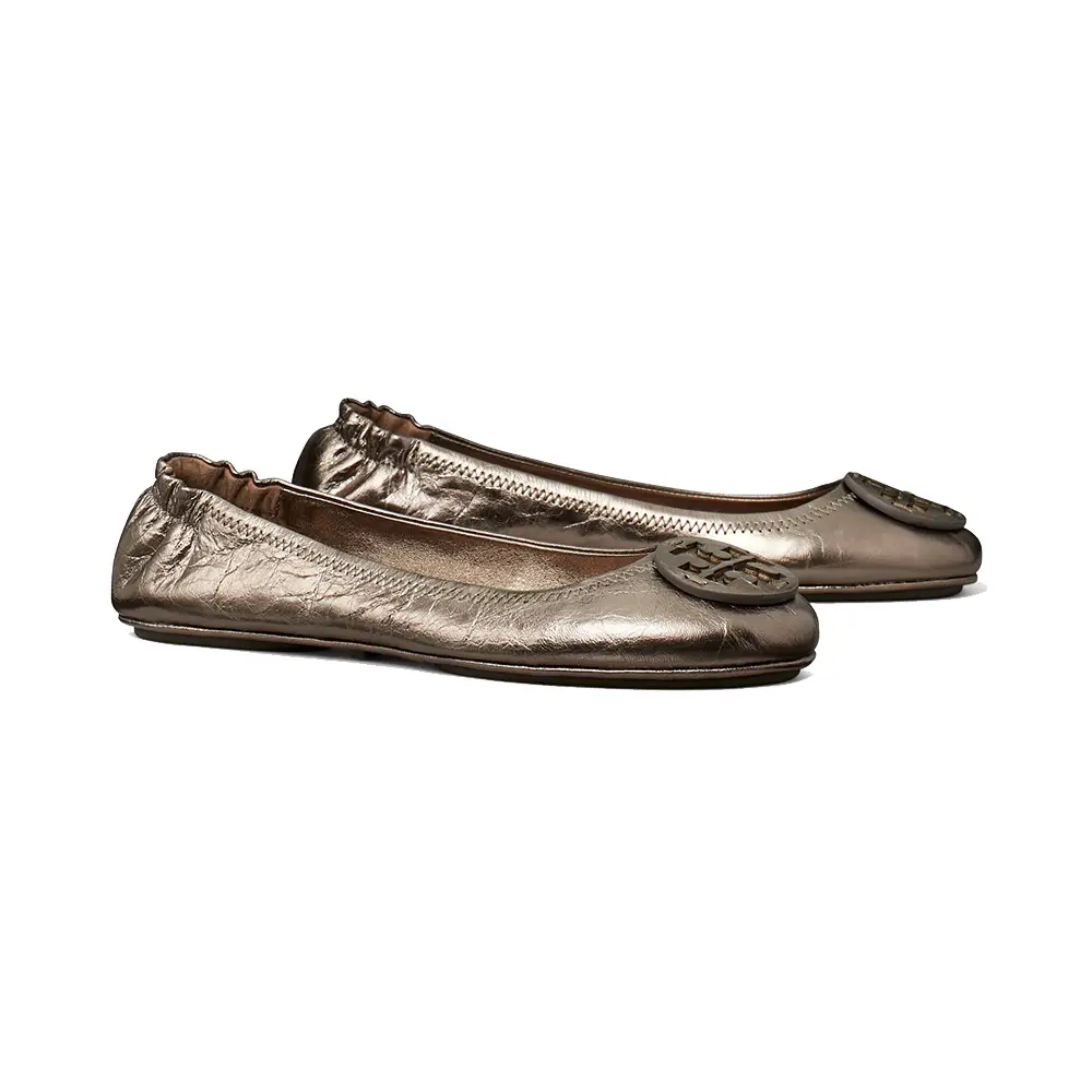 Tory Burch Minnie Travel Ballet Flats Spring Pewter – voilà.id