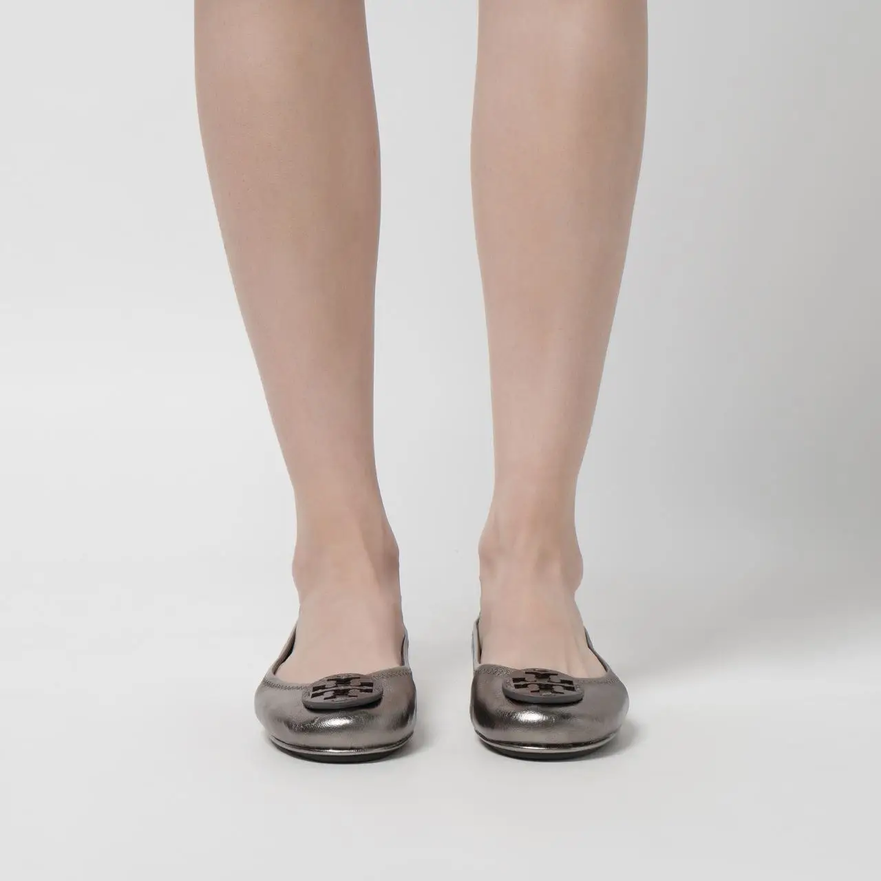 Tory Burch Minnie Travel Ballet Flats Spring Pewter – voilà.id
