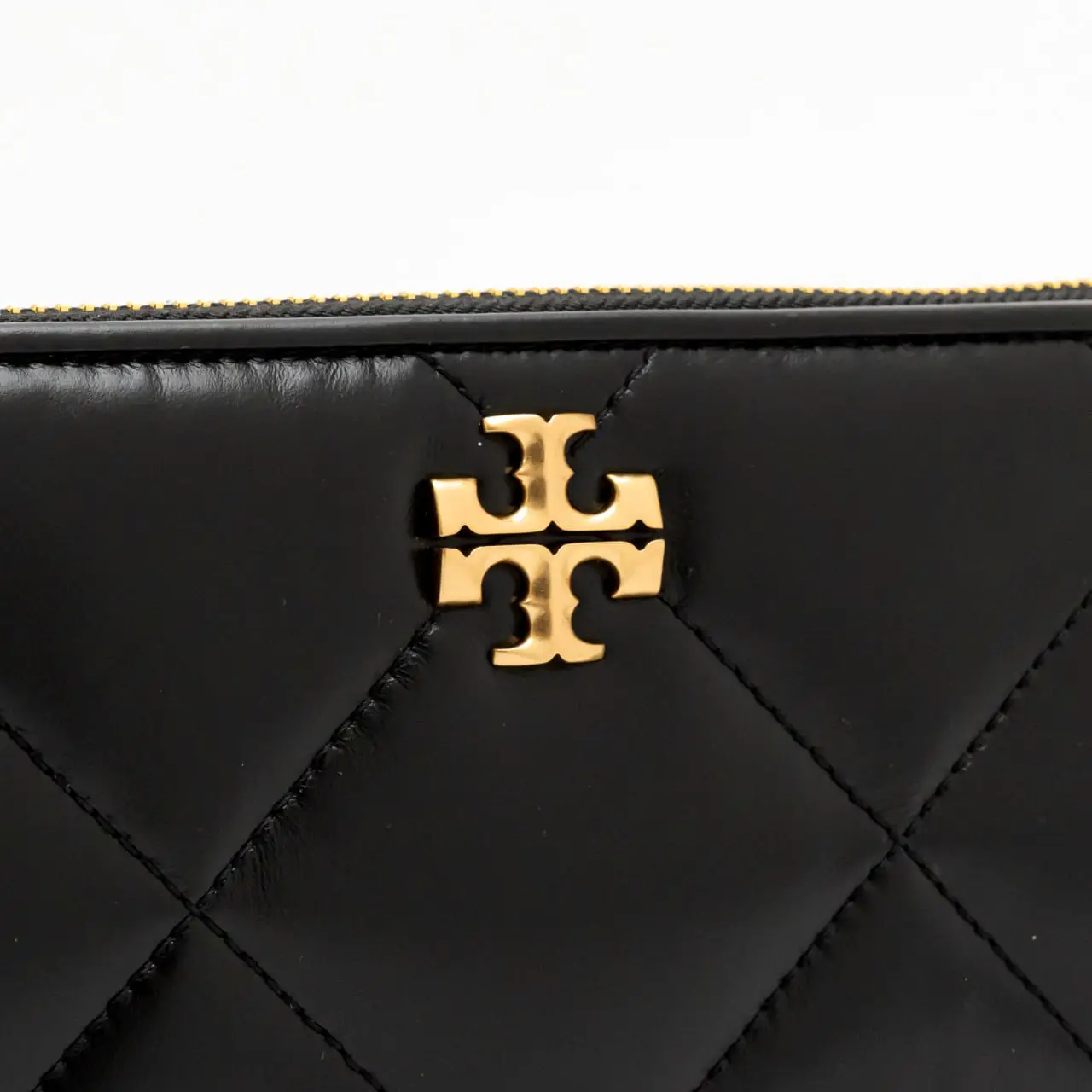 Tory Burch Kira Diamond Quilt Zip Continental Wallet Black