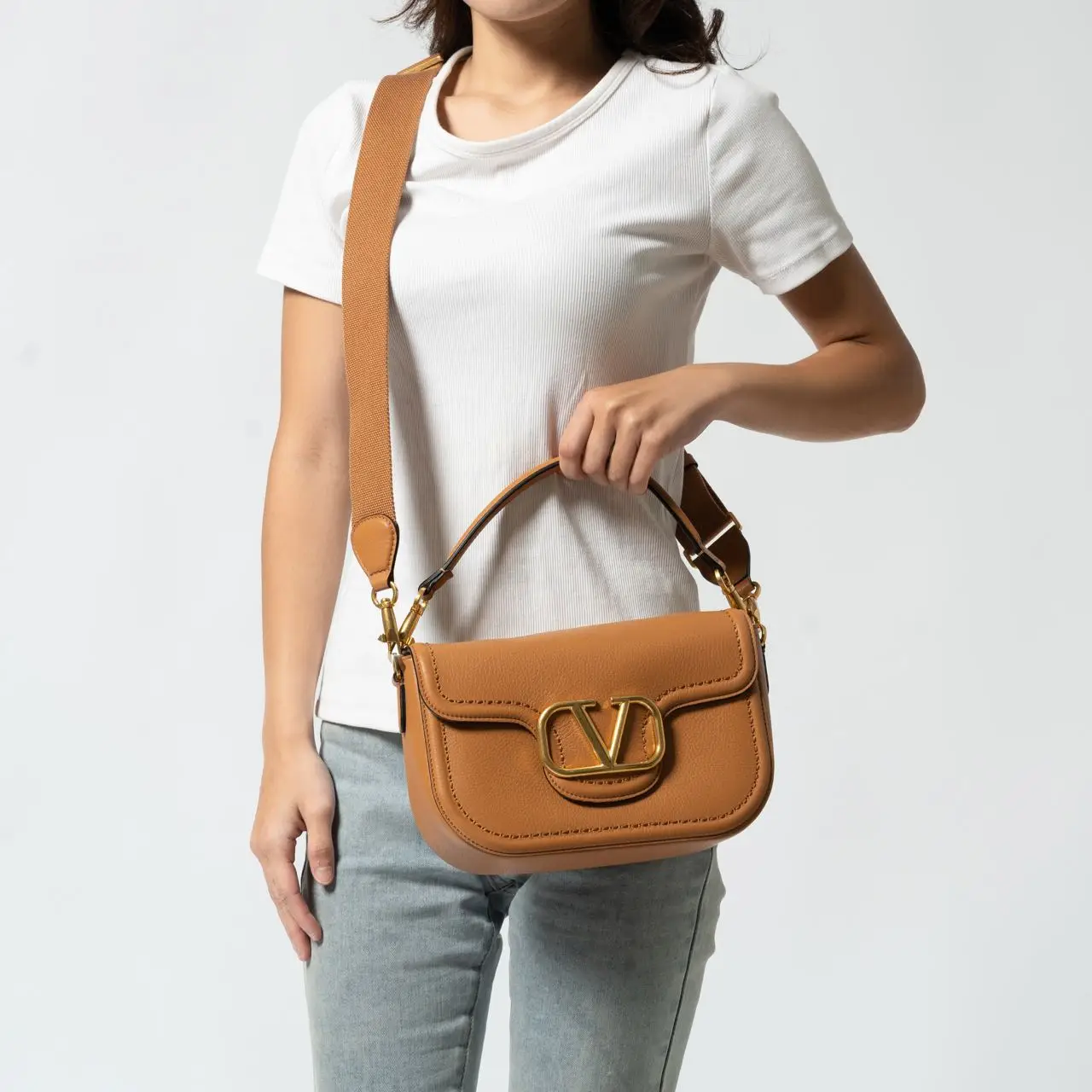 Valentino Garavani All Time Grainy Calfskin Shoulder Bag