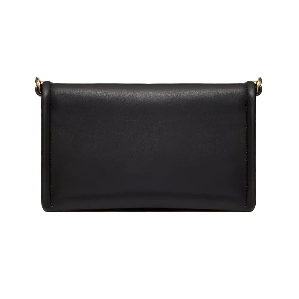 Valentino Garavani VLogo Chain Leather Clutch Bag Black