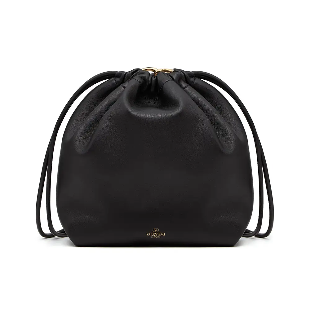バッグ・カバンその他 VALENTINO GARAVANI 'Vlogo Pouf' shoulder bag Black Valentino Garavani Black hammered leather mini Vlogo bag