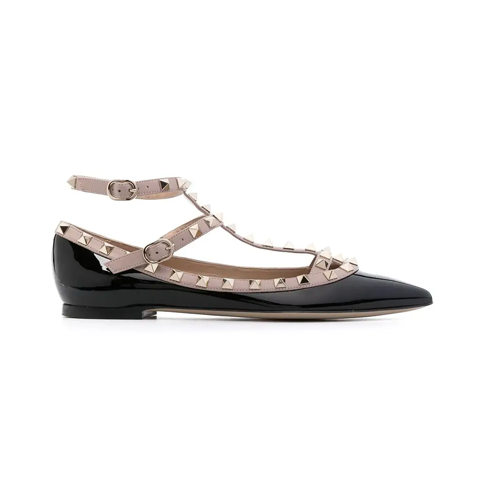 Valentino Garavani Rockstud Ankle Strap Ballet Patent