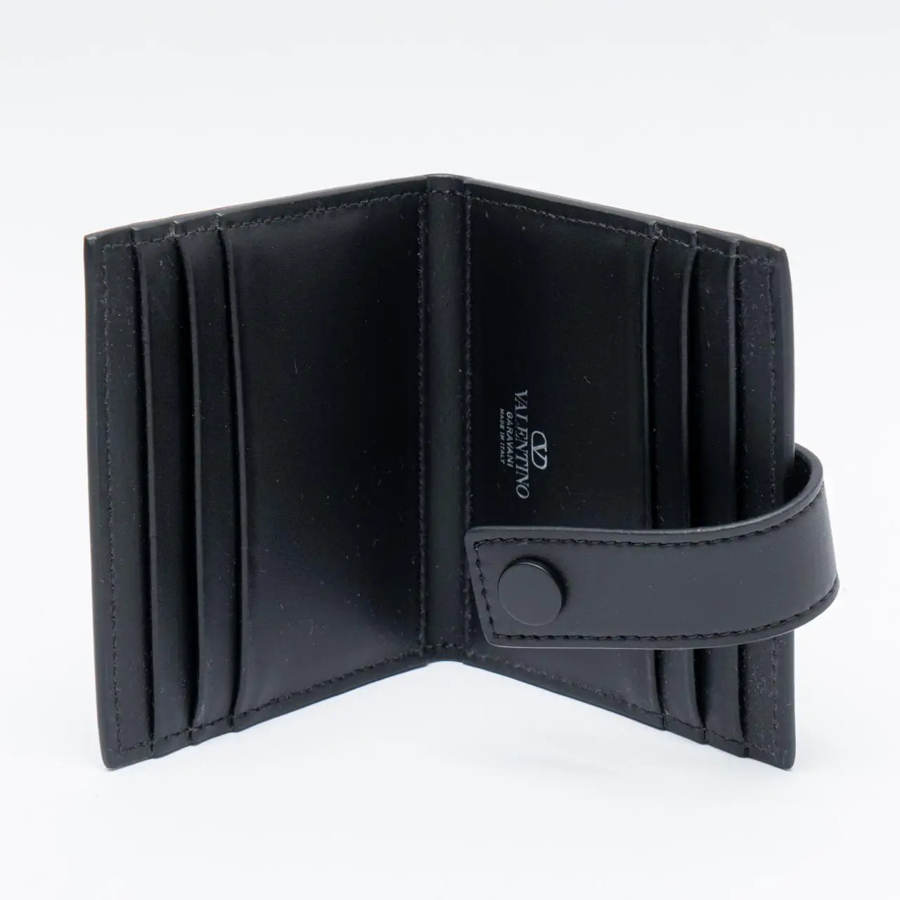 Valentino Garavani VLTN Logo Print Card Holder Black – voilà.id