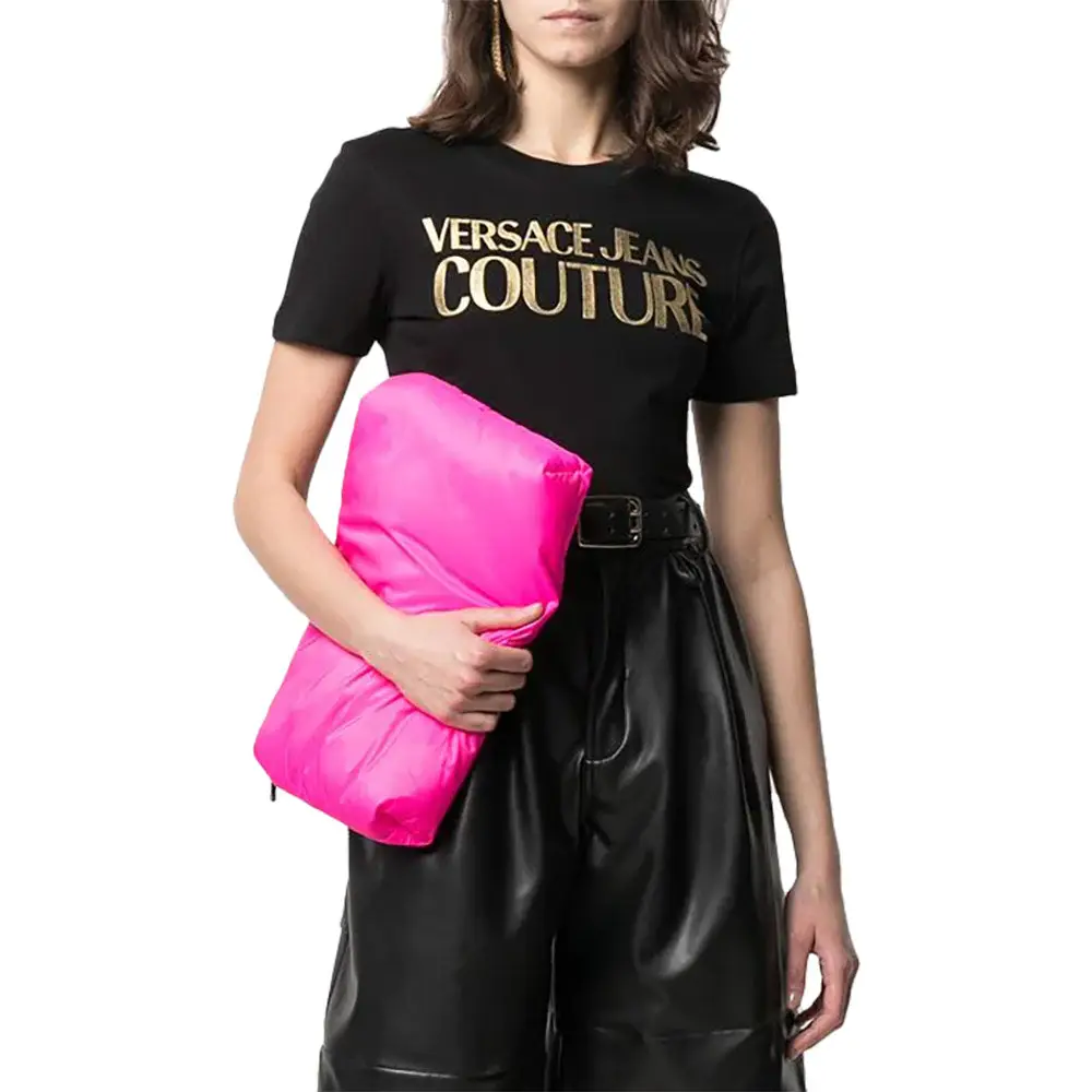 Versace Jeans Couture Logo Print T-Shirt Black Gold Women