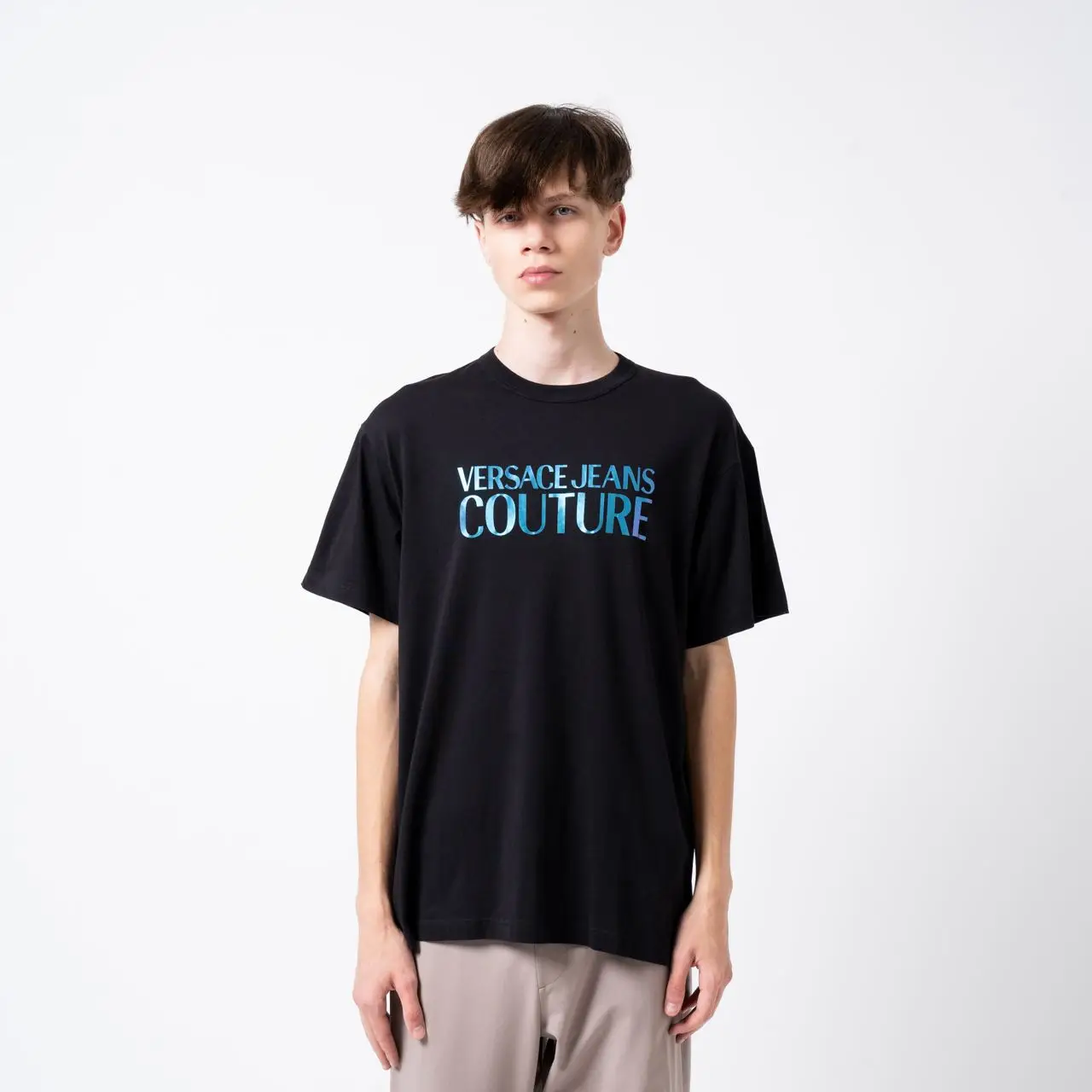 Tシャツ・カットソー VERSACE Men T-shirt Gnawed Blue 10066621A07044 5G540 Versace Outlet: Le Maschere cotton t-shirt - Gnawed Blue