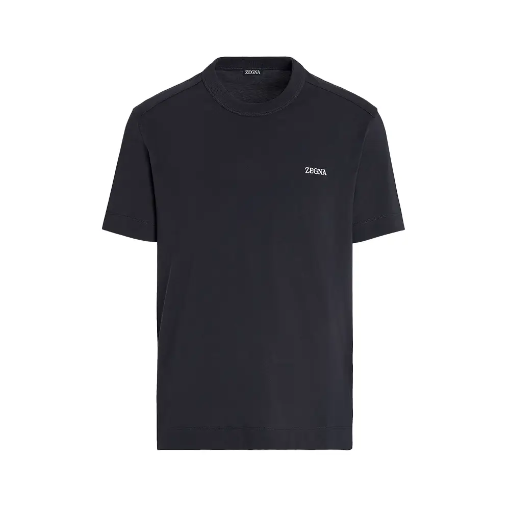Thom Browne 4-Bar Stripe Sleeve T-Shirt Navy – voilà.id