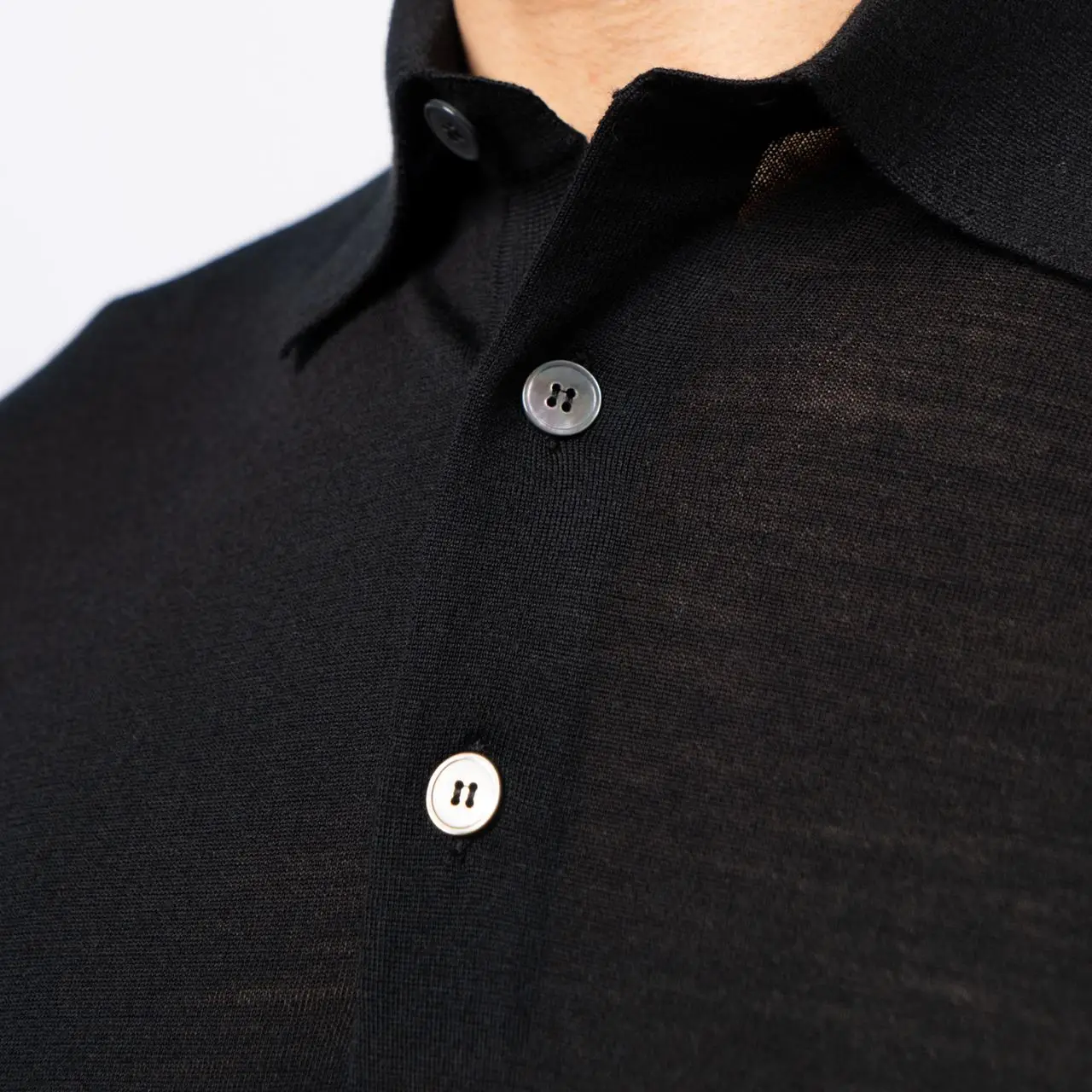 Zegna Fine-Knit Polo Shirt Black – voilà.id