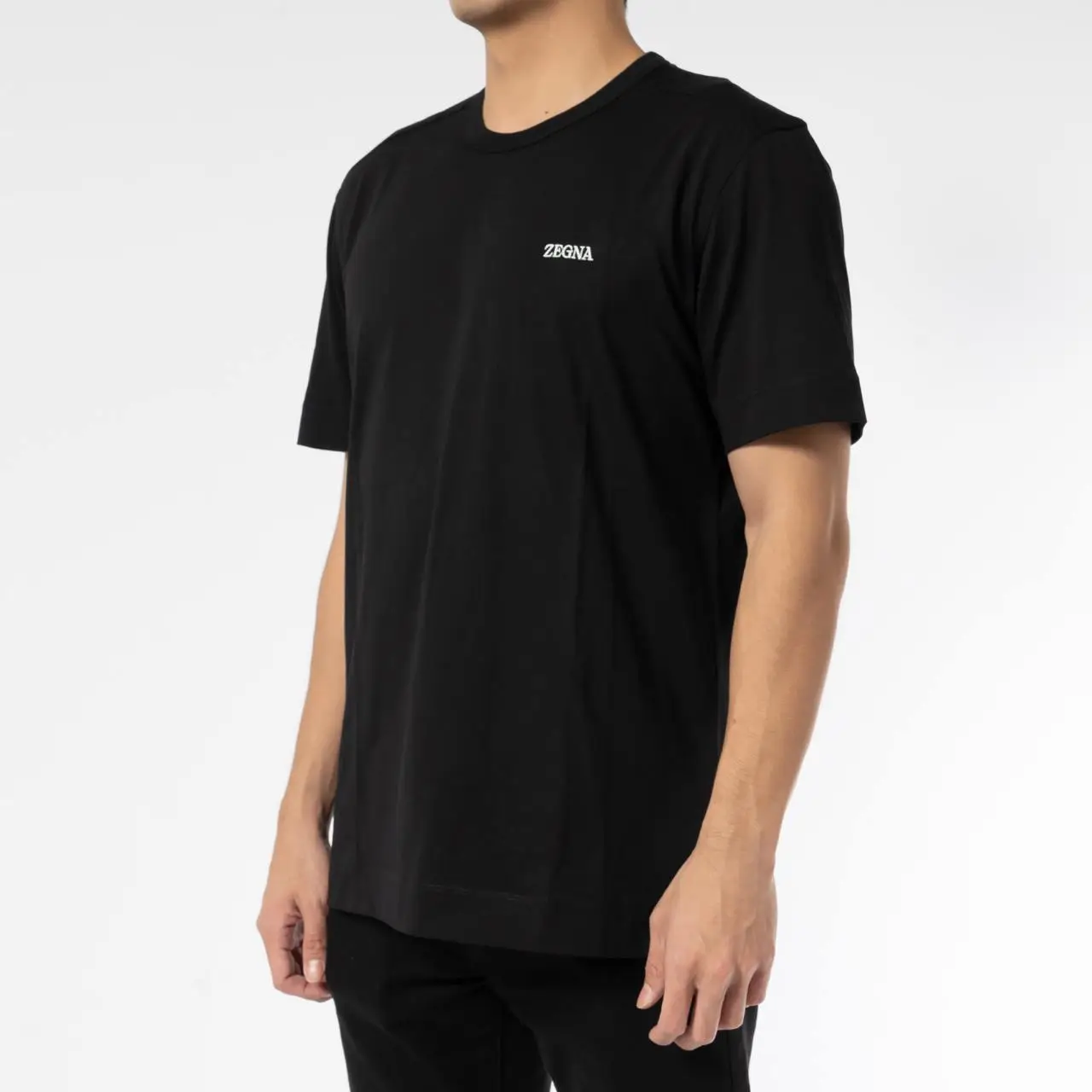 Zegna Chest Logo Print Regular Fit T-Shirt Black – voilà.id