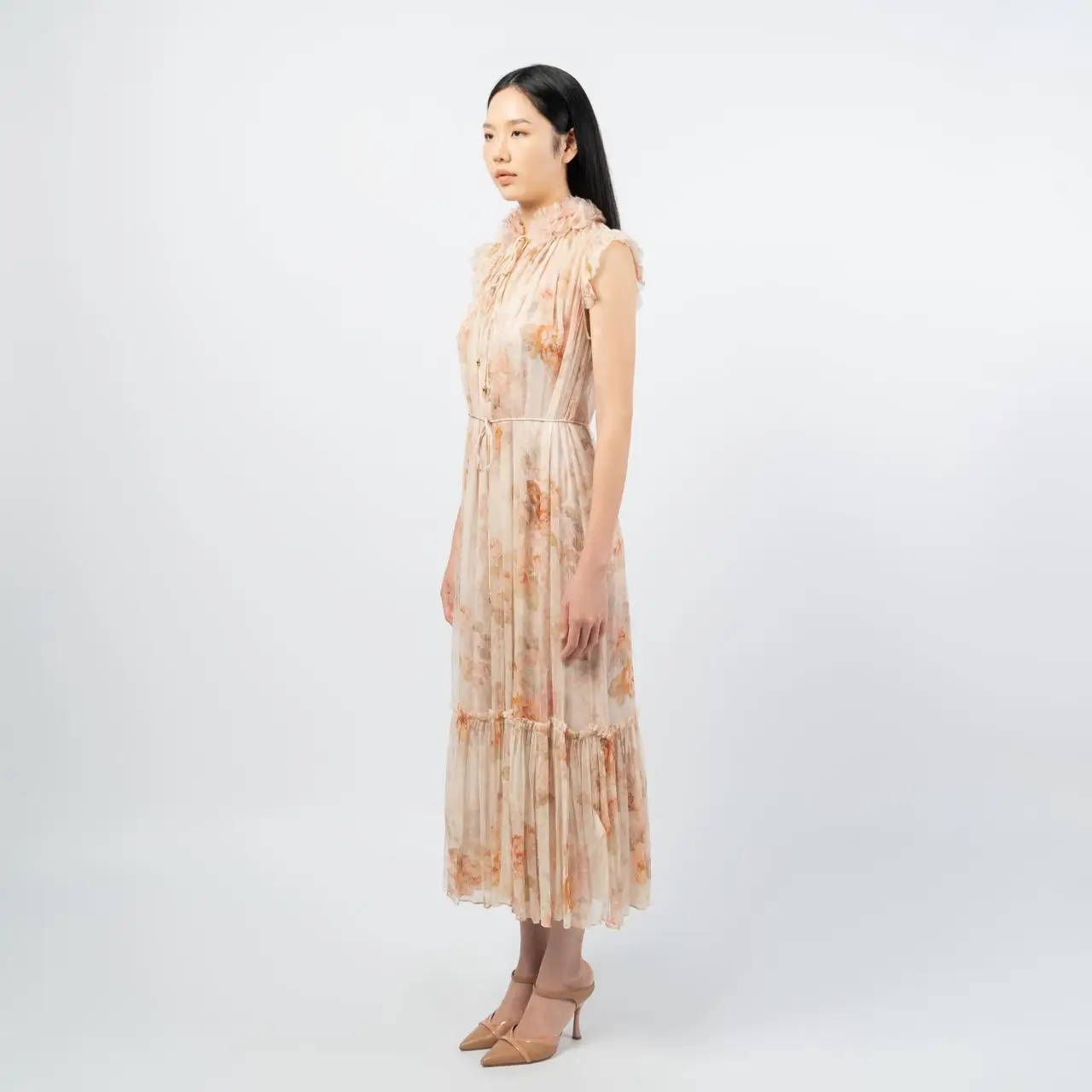 Zimmermann Illustration Flutter Dress Cream Rococo Floral